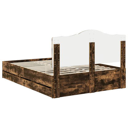 Bettrahmen Geräucherte Eiche 140 x 190 cm Ingenieurs Holz