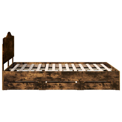 Bettrahmen Geräucherte Eiche 140 x 190 cm Ingenieurs Holz