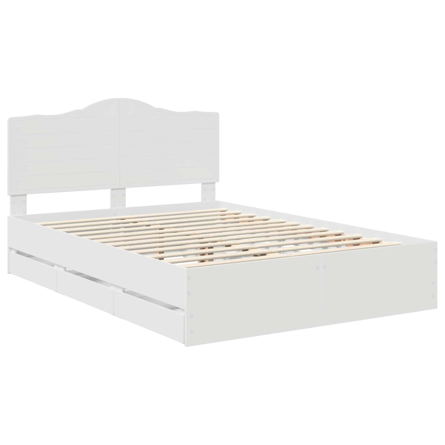 Bettrahmen mit Schubladen Weiß 140 x 200 cm Ingenieurs Holz