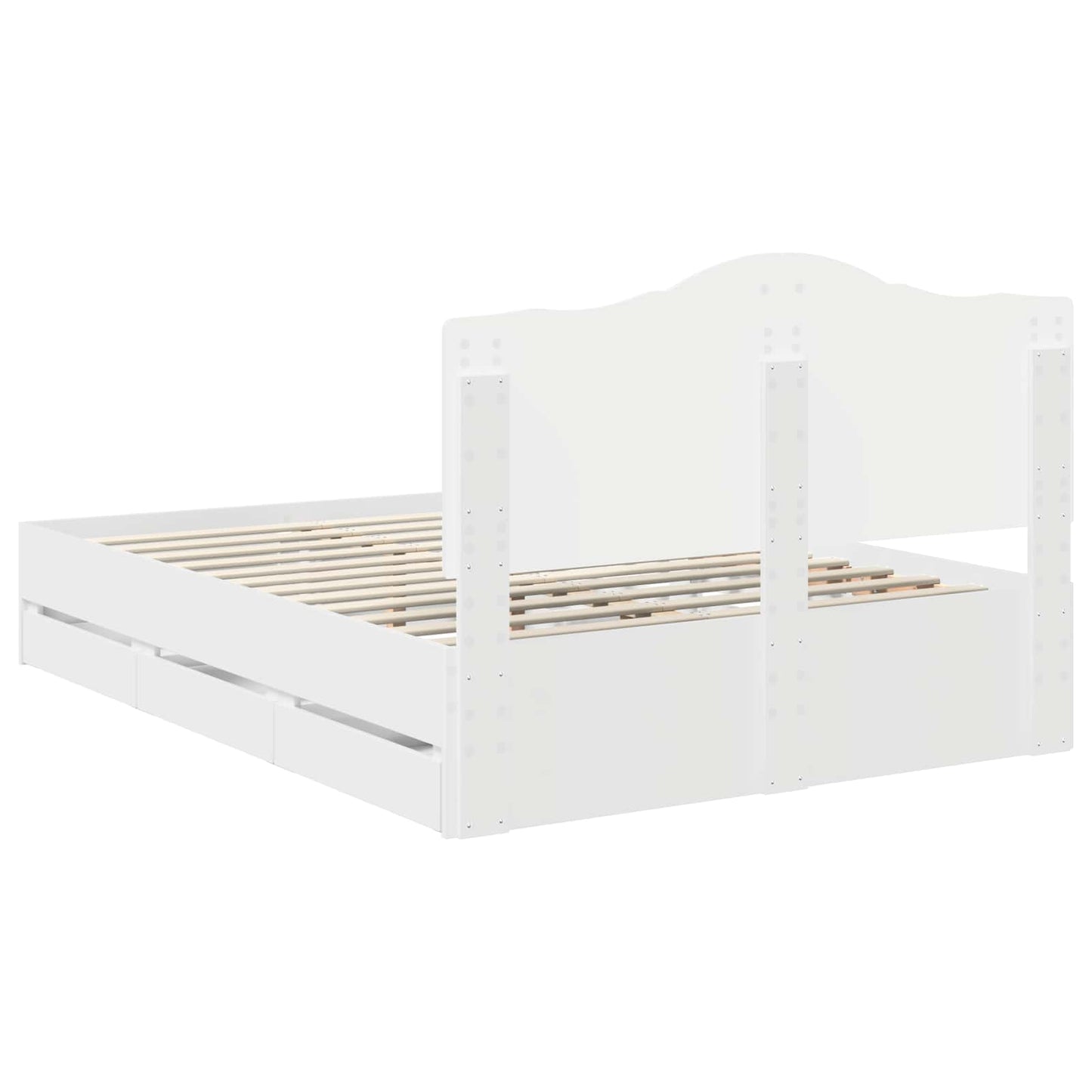 Bettrahmen mit Schubladen Weiß 140 x 200 cm Ingenieurs Holz