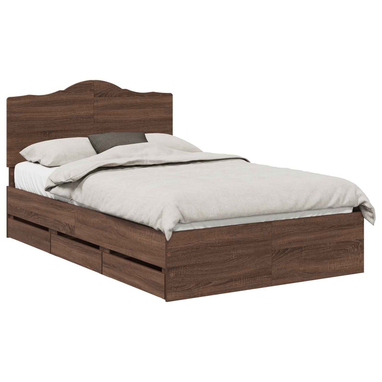 Bettrahmen Braun Eichen-Optik 135 x 190 cm Ingenieurs Holz