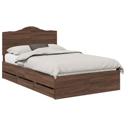 Bettrahmen Braun Eichen-Optik 135 x 190 cm Ingenieurs Holz