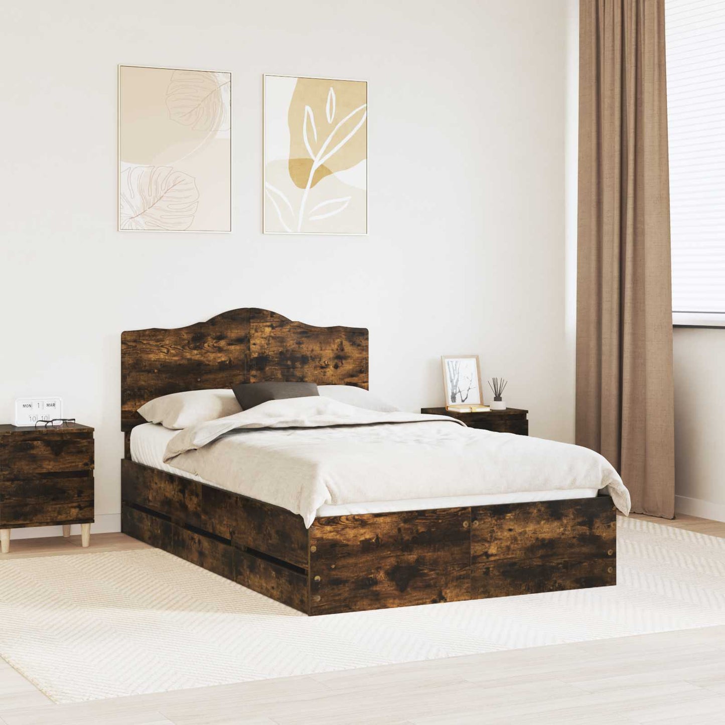 Bettrahmen Geräucherte Eiche 120 x 190 cm Ingenieurs Holz