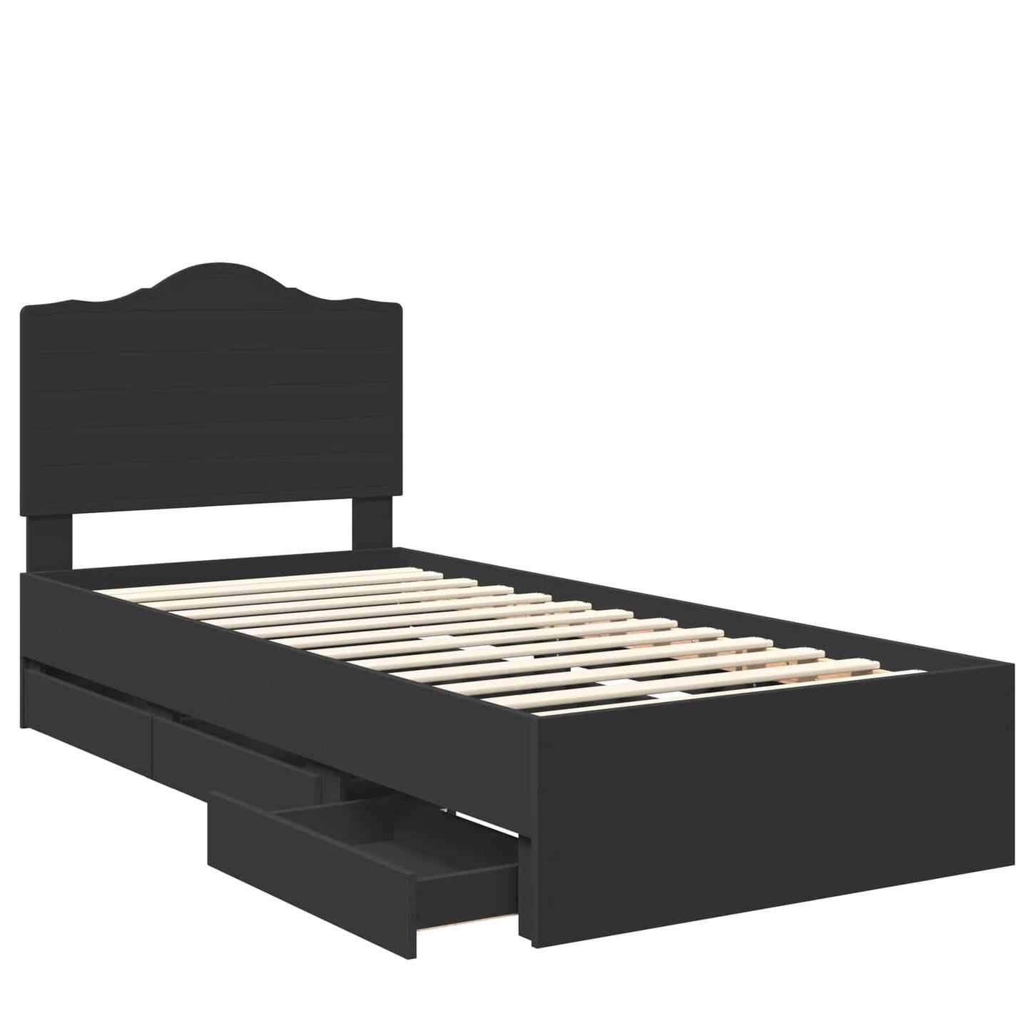Bettrahmen mit Schubladen Schwarz 100 x 200 cm Ingenieurs Holz