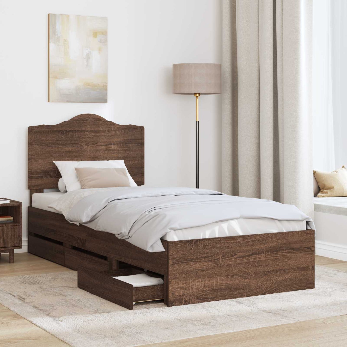 Bettrahmen Braun Eichen-Optik 98,5 x 200 cm Ingenieurs Holz