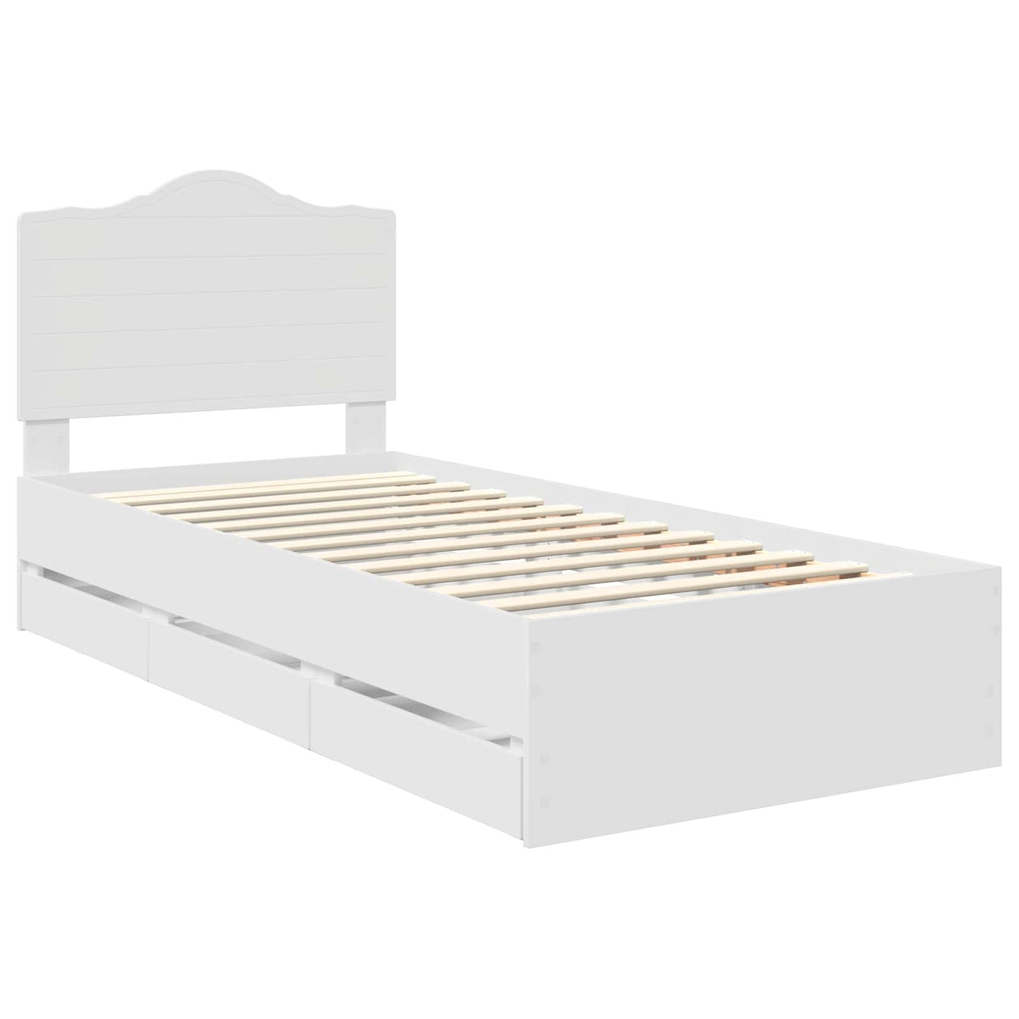 Bettrahmen mit Schubladen Weiß 90 x 190 cm Ingenieurs Holz