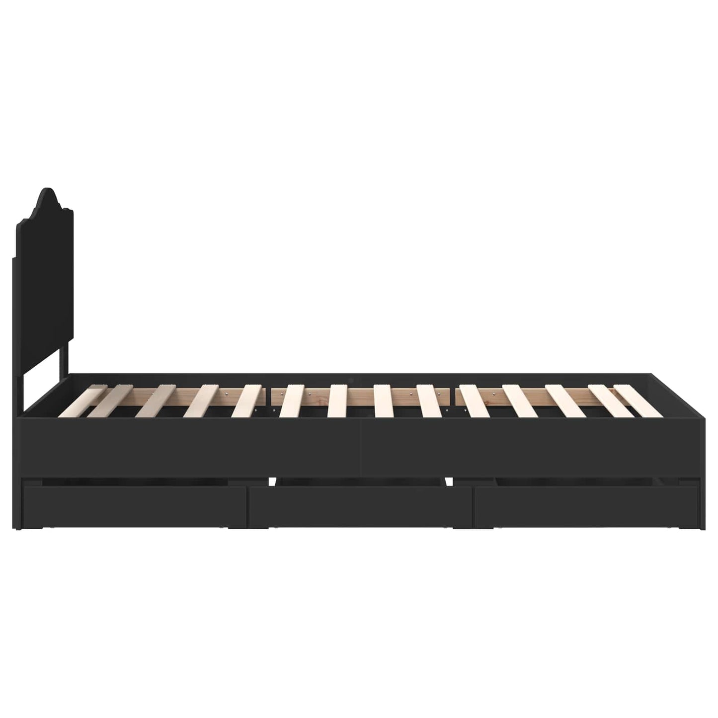 Bettrahmen mit Schubladen Schwarz 90 x 190 cm Ingenieurs Holz