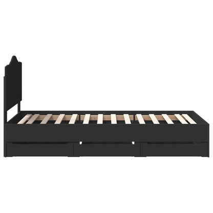 Bettrahmen mit Schubladen Schwarz 90 x 190 cm Ingenieurs Holz