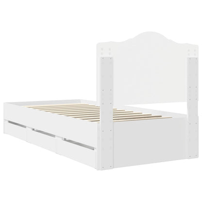 Bettrahmen mit Schubladen Weiß 90 x 200 cm Ingenieurs Holz