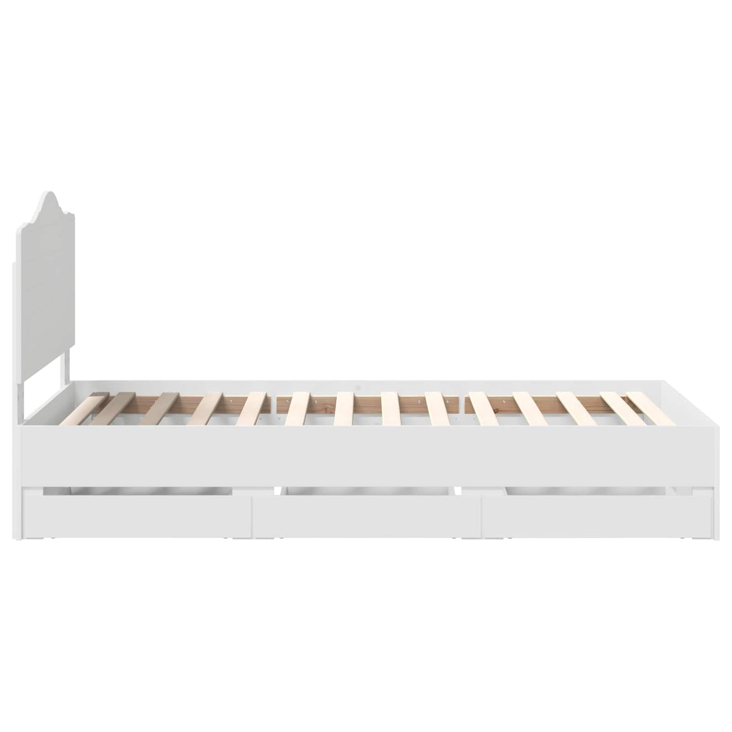 Bettrahmen mit Schubladen Weiß 75 x 190 cm Ingenieurs Holz