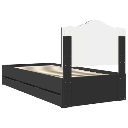 Bettrahmen mit Schubladen Schwarz 75 x 190 cm Ingenieurs Holz
