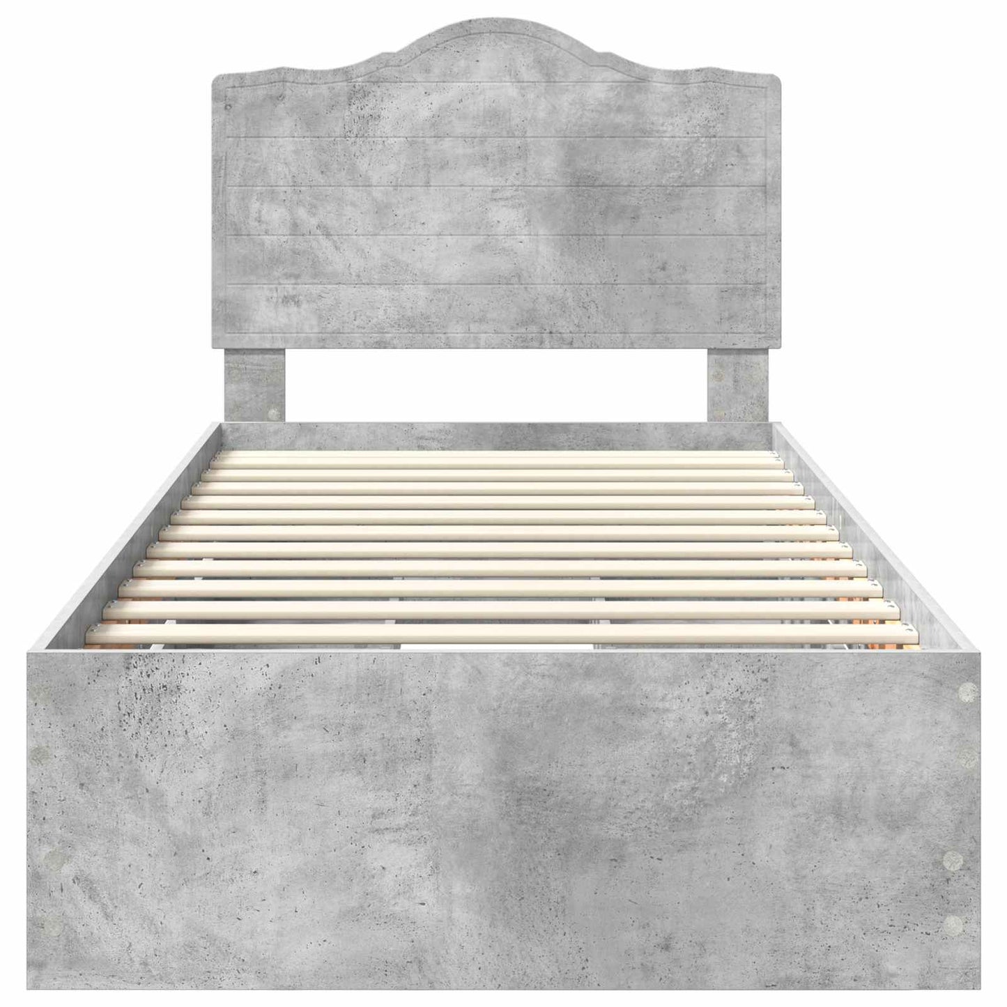 Bettrahmen mit Kopfteil Beton Grau 75 x 190 cm Ingenieurs Holz