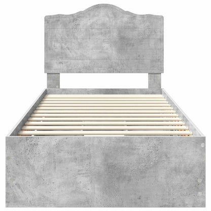 Bettrahmen mit Kopfteil Beton Grau 75 x 190 cm Ingenieurs Holz
