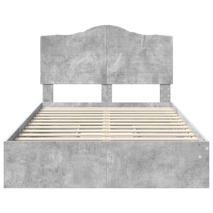 Aufbewahrungsbett Beton Grau 135 x 190 cm Holzwerkstoff