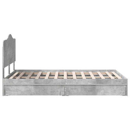 Aufbewahrungsbett Beton Grau 135 x 190 cm Holzwerkstoff