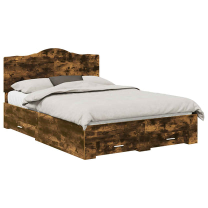 Bettrahmen Geräucherte Eiche 140 x 190 cm Holzwerkstoff