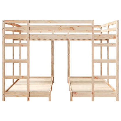 Dreifach Etagenbettrahmen Natur 80 / 200 x 200 cm