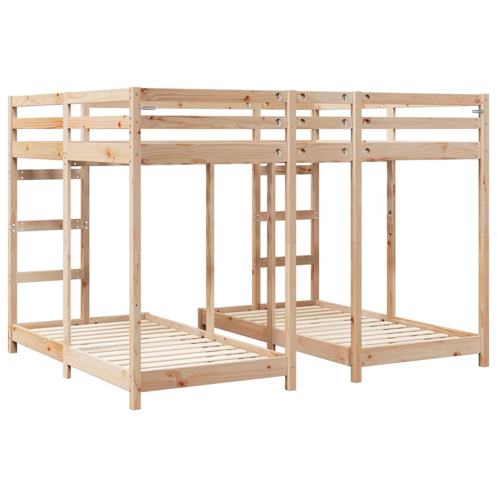 Dreifach Etagenbettrahmen Braun 160 x 200 cm