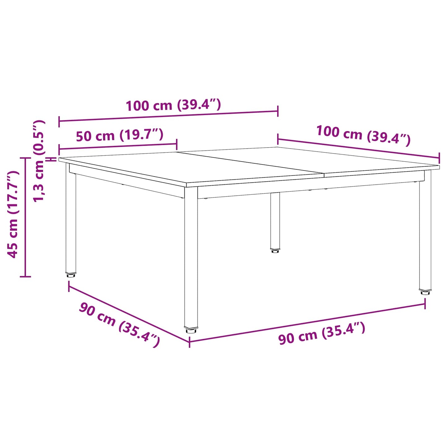 Couchtisch Natur 100 x 100 x 45 cm Massives Kiefernholz
