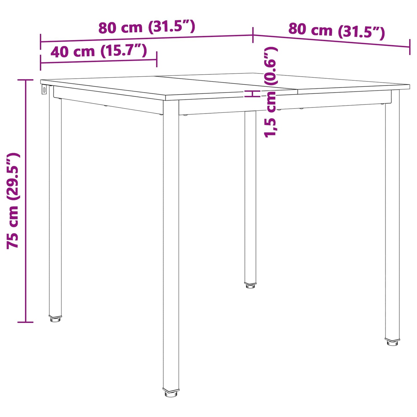 Esstisch Weiß 80 x 80 x 75 cm Massives Kiefernholz