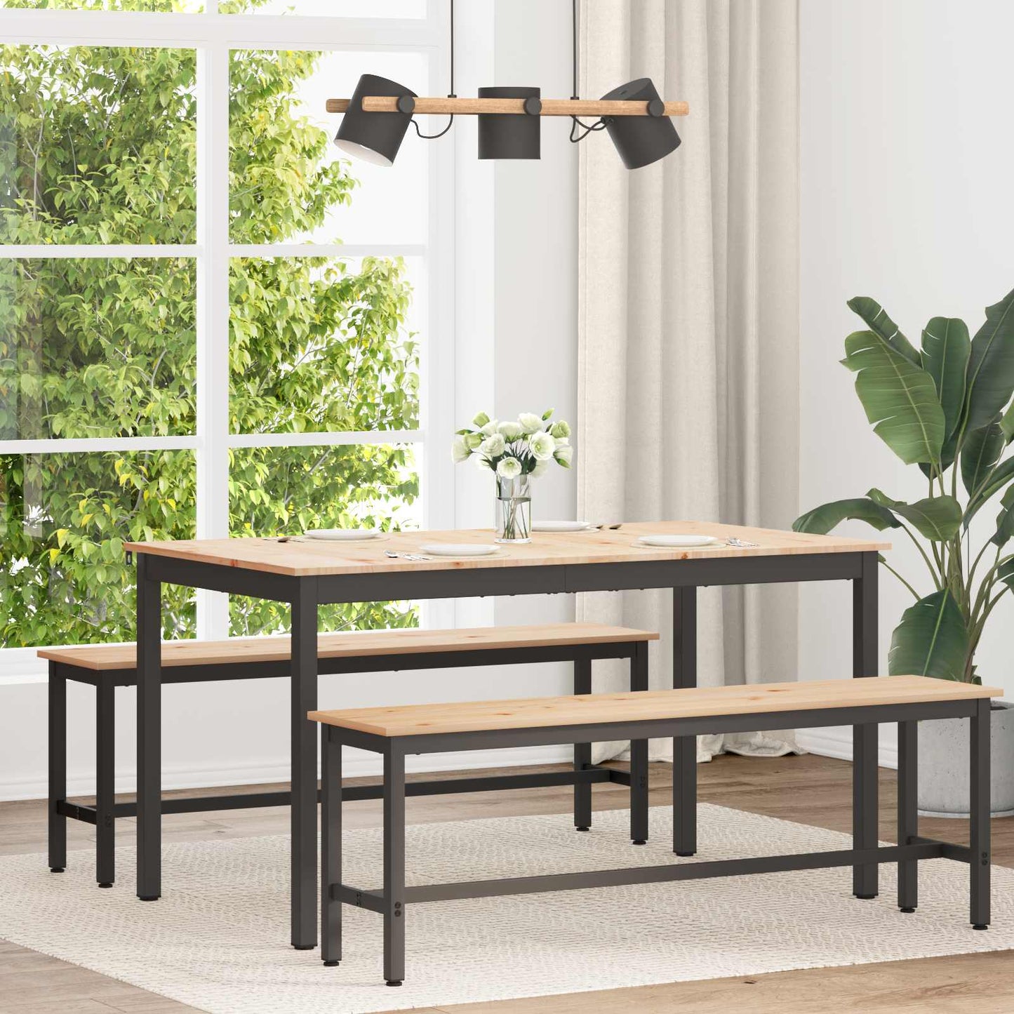 Esstisch Natur 140 x 80 x 75 cm Massives Kiefernholz