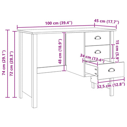 Schreibtisch mit Schubladen Hill Weiß 100 x 45 x 74 cm