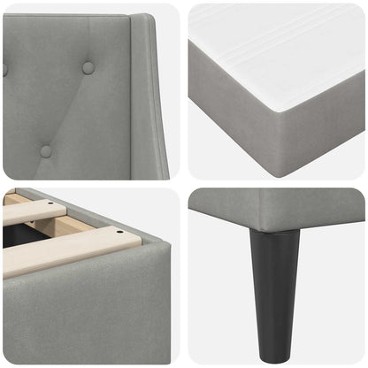 Bettgestell mit Matratze mit Matratze Hellgrau 90 x 190 cm Samt