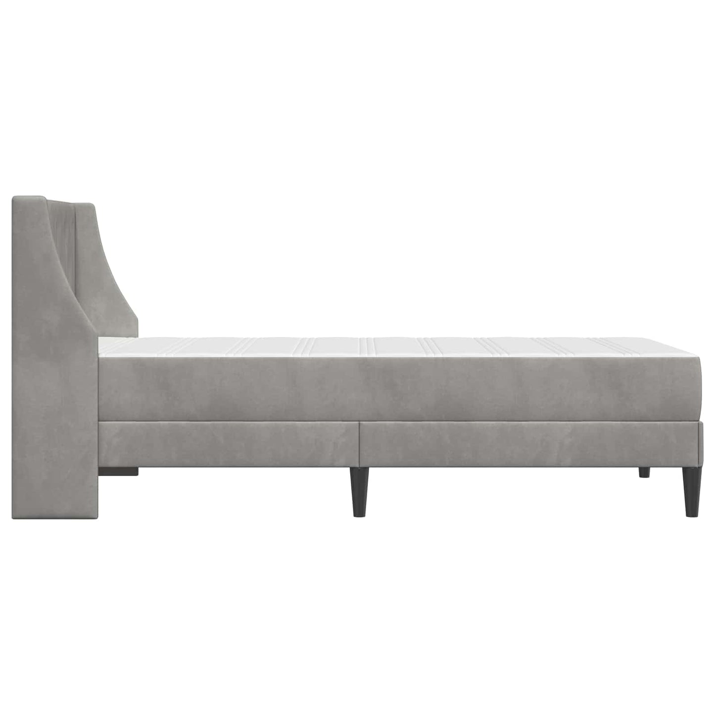 Bettgestell mit Matratze mit Matratze Hellgrau 90 x 190 cm Samt
