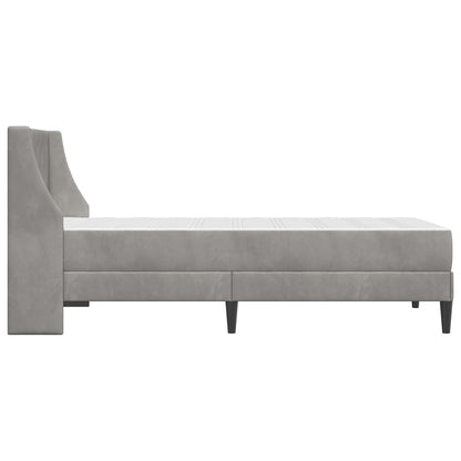 Bettgestell mit Matratze mit Matratze Hellgrau 90 x 190 cm Samt