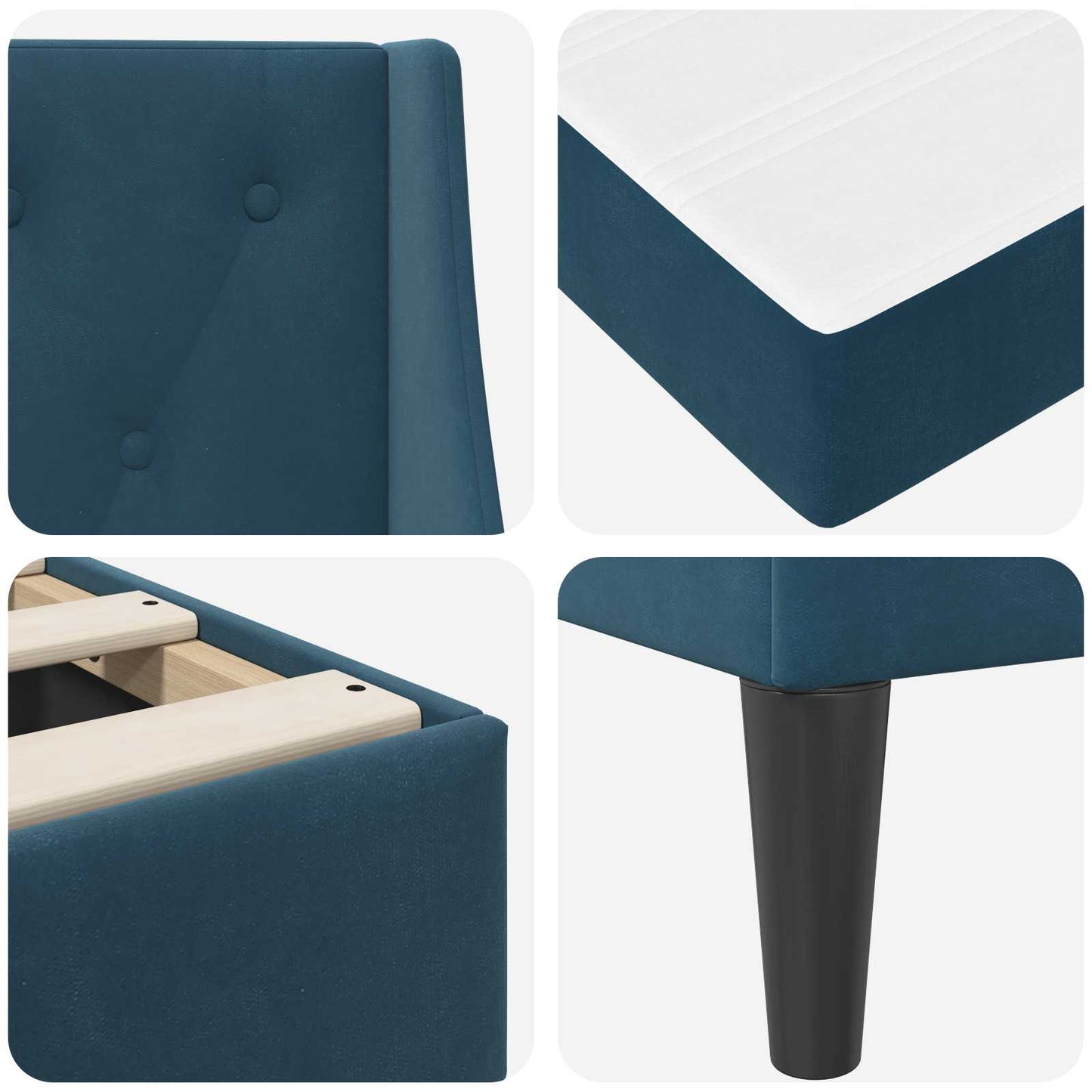 Bettgestell mit Matratze mit Matratze Blau 90 x 190 cm Samt