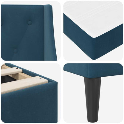 Bettgestell mit Matratze mit Matratze Blau 90 x 190 cm Samt