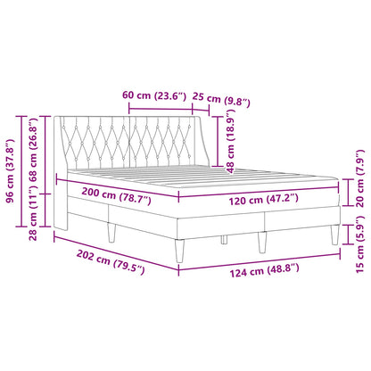 Bettgestell mit Matratze Hellgrau 120 x 200 cm Samt