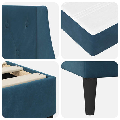Bettgestell mit Matratze mit Matratze Blau 180 x 200 cm Samt
