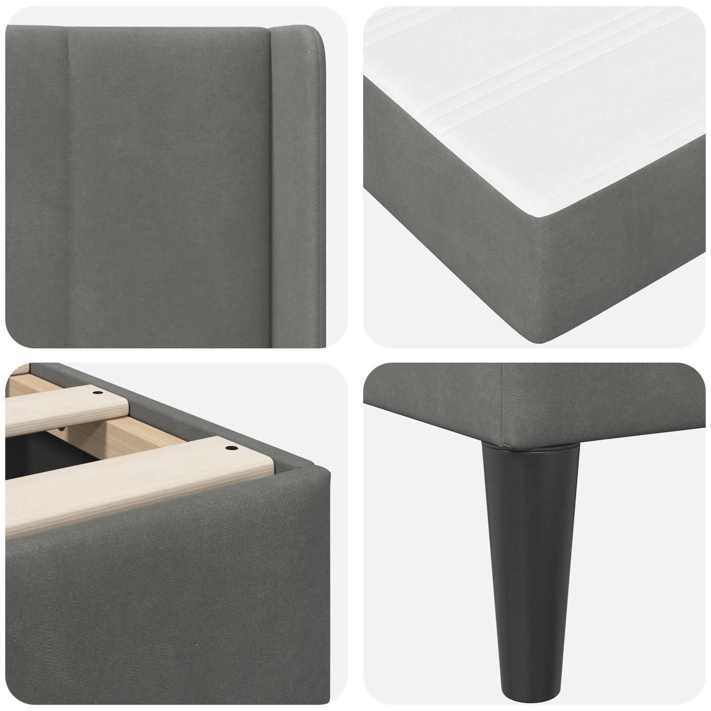 Bettrahmen mit Matratze Dunkelgrau 140 x 190 cm Samt