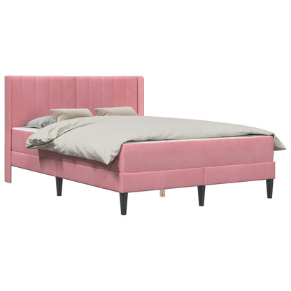 Bettrahmen mit Matratze Rosa 140 x 190 cm Samt