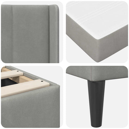 Bettrahmen mit Matratze Hellgrau 140 x 200 cm Samt