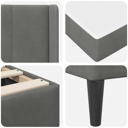 Bettrahmen mit Matratze Dunkelgrau 140 x 200 cm Samt