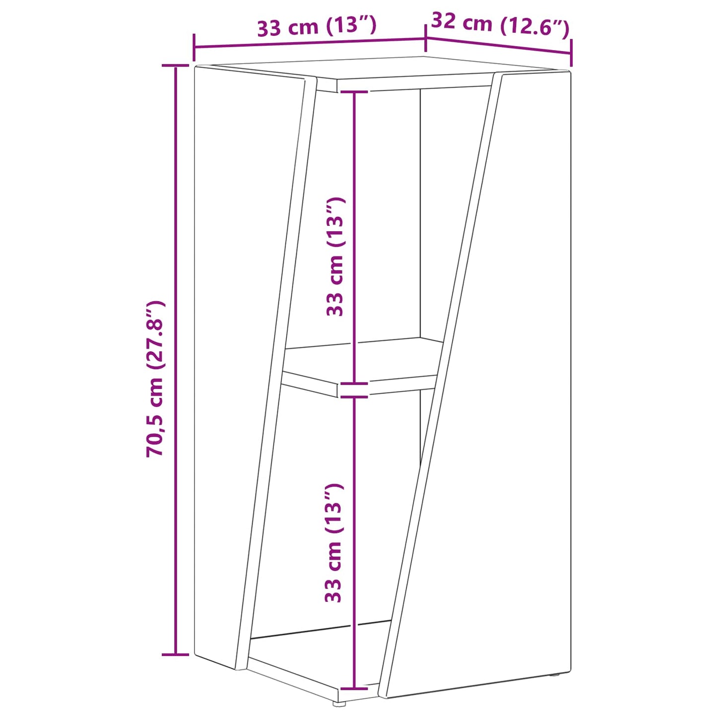 Seitenregal Weiß 33 x 32 x 70,5 cm Holzwerkstoff