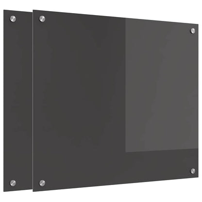 Küchenrückwand 2 pcs Dunkelgrau 70 x 60 cm Gehärtetes Glas