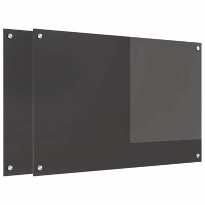 Küchenrückwand 2 pcs Dunkelgrau 90 x 60 cm Gehärtetes Glas