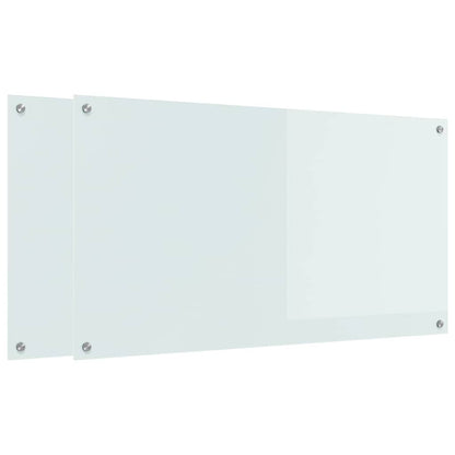 Küchenrückwand 2 pcs Weiß 110 x 60 cm Gehärtetes Glas