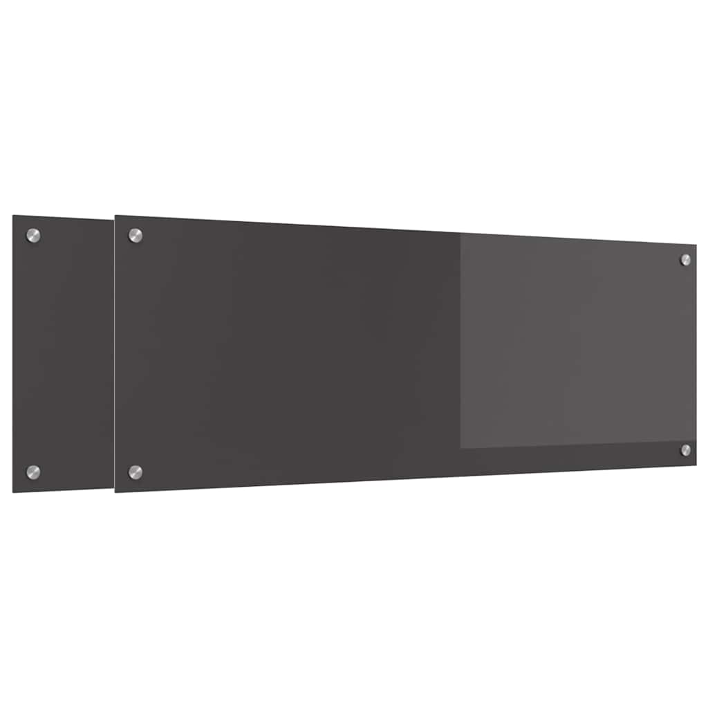 Küchenrückwand 2 pcs Dunkelgrau 110 x 40 cm Gehärtetes Glas