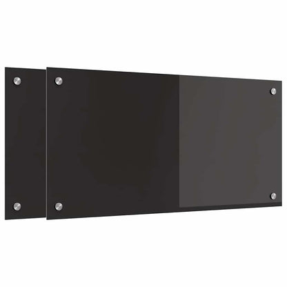 Küchenrückwand 2 pcs Schwarz 80 x 40 cm Gehärtetes Glas