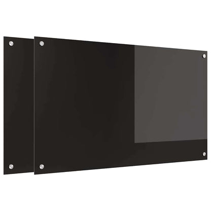 Küchenrückwand 2 pcs Schwarz 100 x 60 cm Gehärtetes Glas