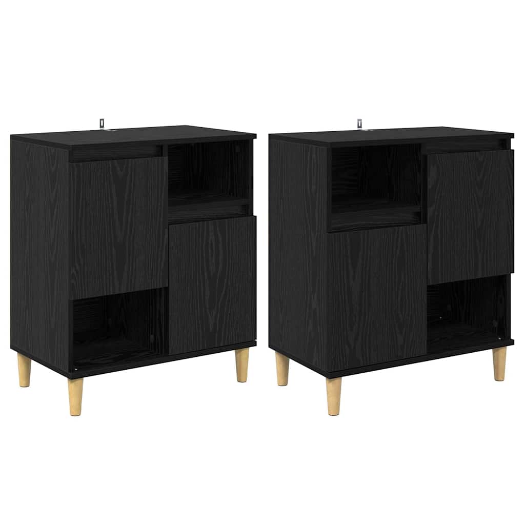 Sideboards 2 pcs Schwarz Eichen-Optik 60 x 35 x 70 cm