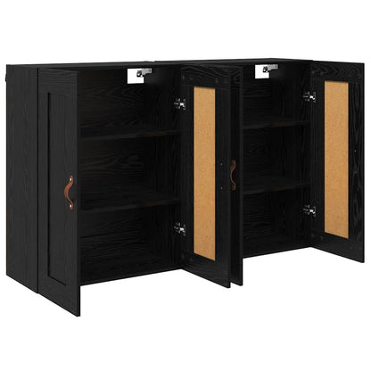 Wandmontierter Schrank 2 pcs Schwarz Eichen-Optik Holzwerkstoff