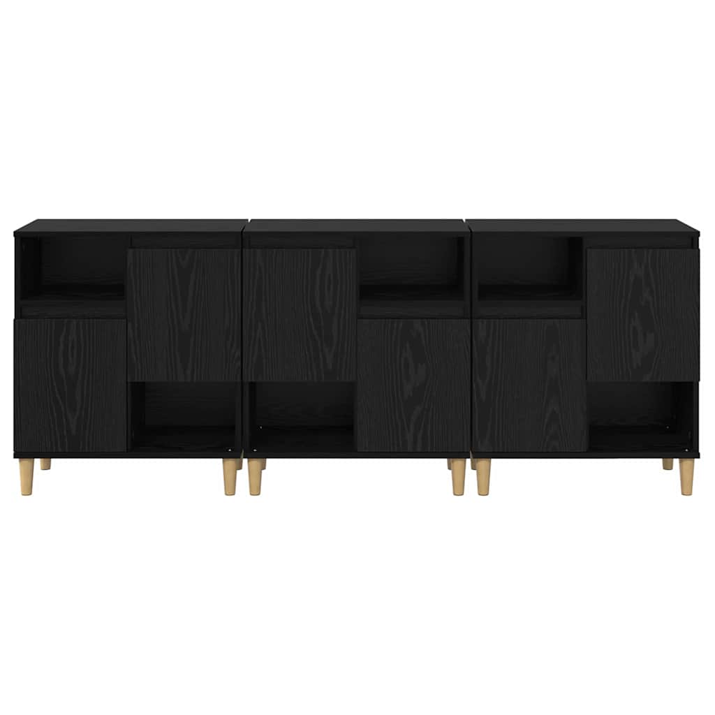 Sideboards 3 pcs Schwarz Eichen-Optik 60 x 35 x 70 cm
