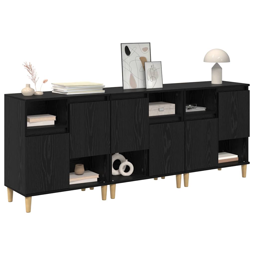 Sideboards 3 pcs Schwarz Eichen-Optik 60 x 35 x 70 cm
