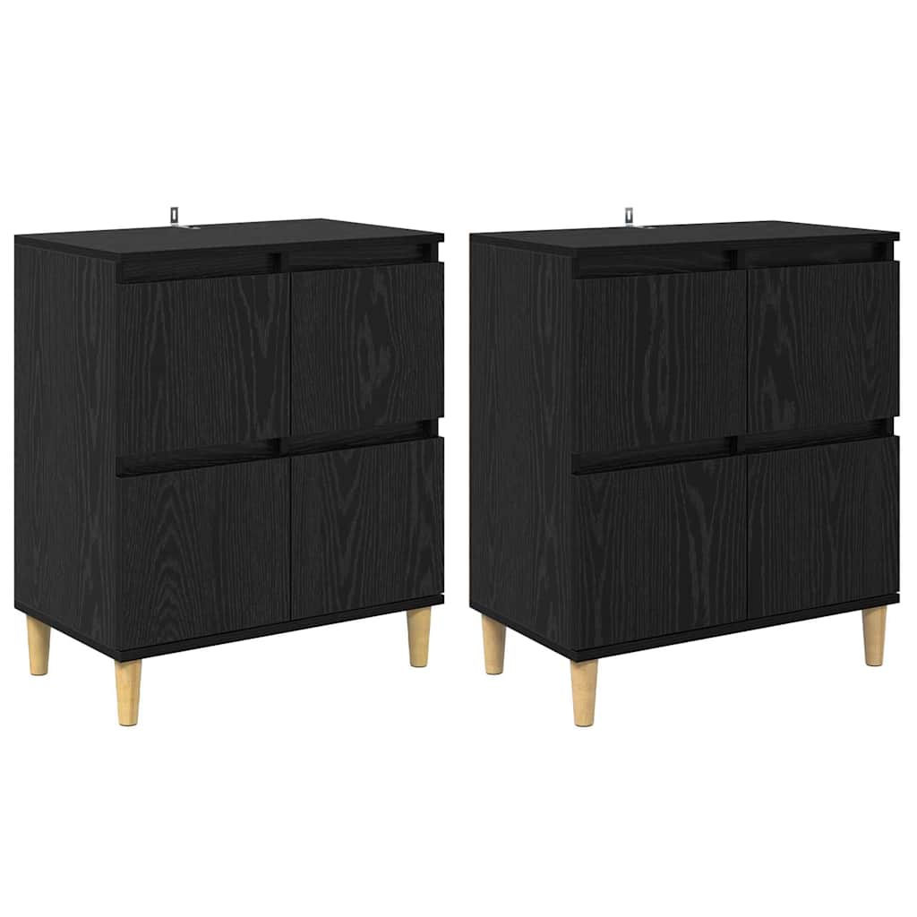 Sideboards 2 pcs Schwarz Eichen-Optik 60 x 35 x 70 cm
