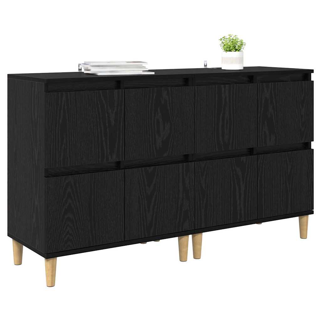 Sideboards 2 pcs Schwarz Eichen-Optik 60 x 35 x 70 cm